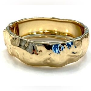 J. Crew Shiny Hammered Gold Sculpted Bangle Bracelet